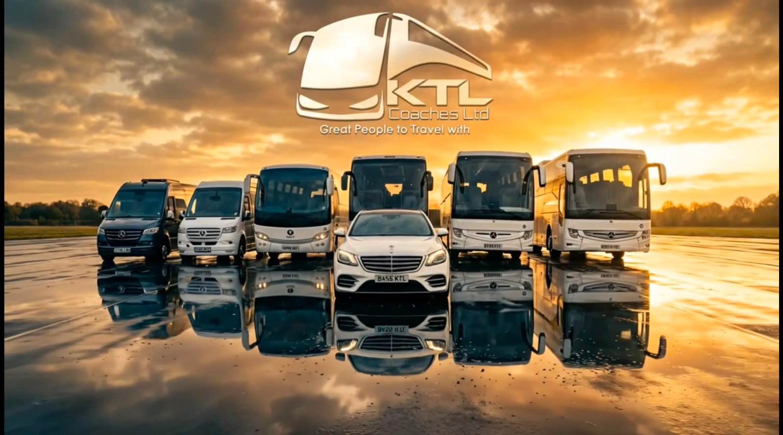 KTL Coaches executive minibus at a luxury estate